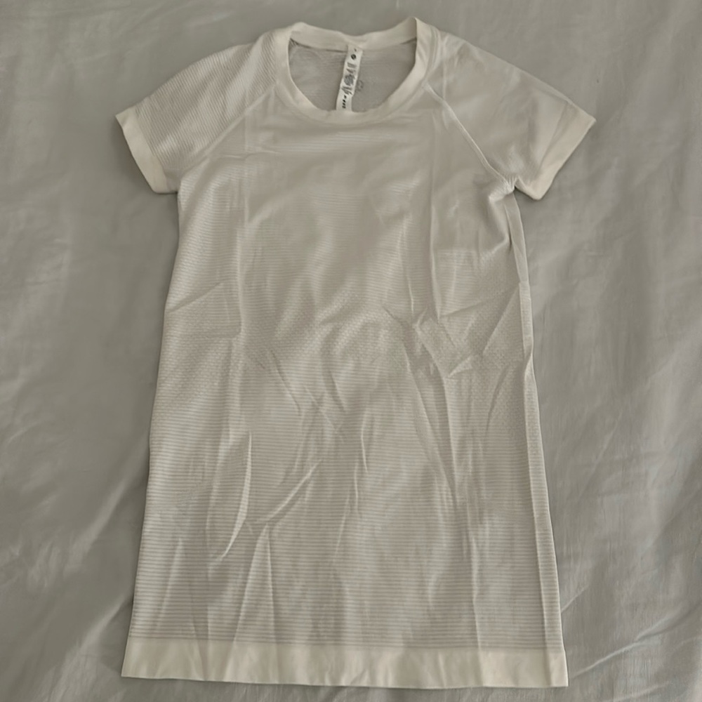 lululemon white striped swiftly tech long size 4